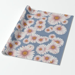 Daisies on pretty lavender background watercolor wrapping paper
