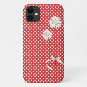 daisies on red with white polka dots Case-Mate iPhone case