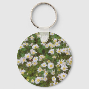 Daisies Painted In An Impressionist Style Key Ring