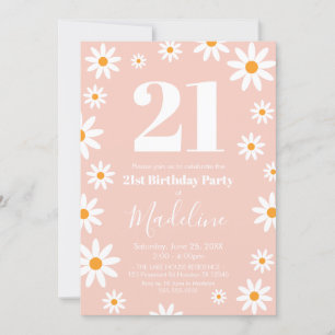 Daisies pink Birthday Party Invitation 
