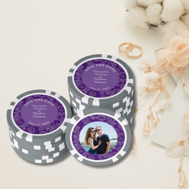 Daisies Purple Save the Date & Photo Card Poker Chips (Daisies Purple Save the Date & Photo Card Poker Chips)