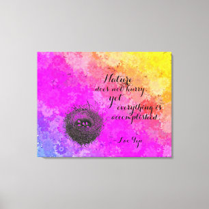 Daisies Rainbow Colours Bird's Nest w Lao Tzu Quot Canvas Print