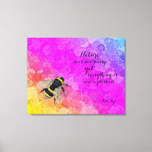 Daisies Rainbow Colours Bumblebee -Quote by Lao Tz Canvas Print