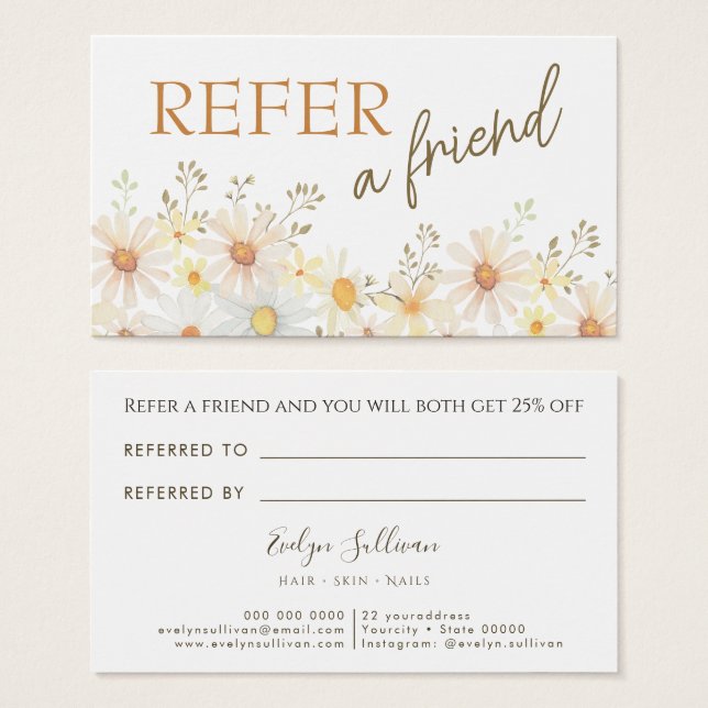 Daisies referral card (Front & Back)