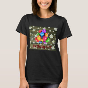 Daisies Rustic Barn Board Party Balloons Birthday T-Shirt