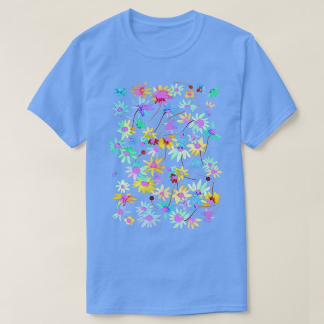 Daisies Spring Countryside Neon T-Shirt (Design Front)