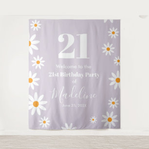 Daisies Spring floral Birthday Banner Backdrop Tapestry