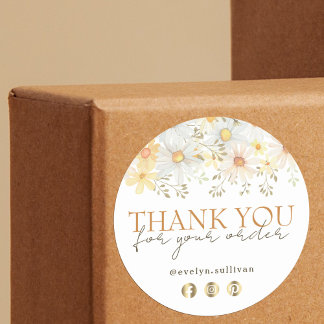 Daisies Thank You Classic Round Sticker