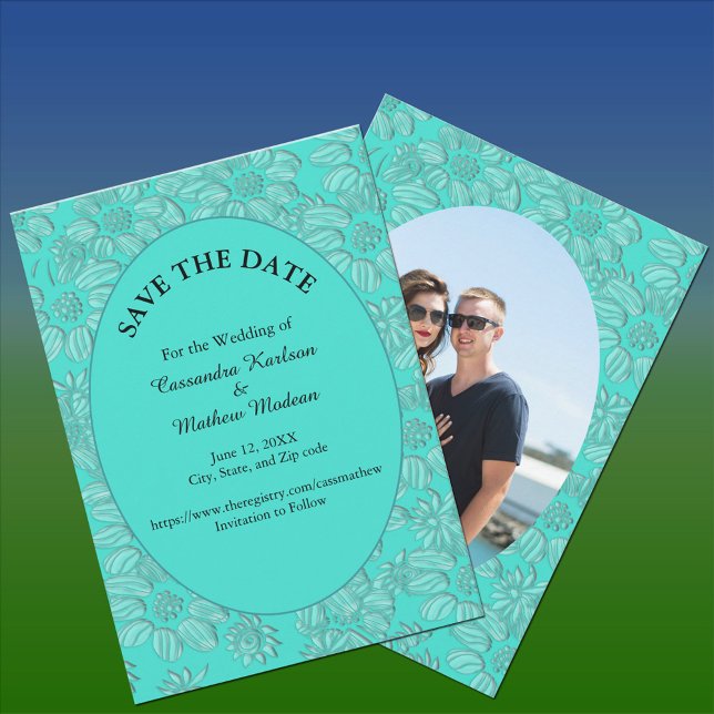 Daisies Turquoise Save the Date & Photo Card (Daisies Turquoise Save the Date & Photo Card)