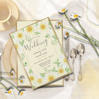 Daisies Watercolor Floral Modern Wedding Invitati