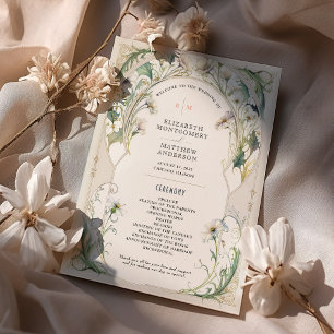 Daisies Wedding Program Art Nouveau Mucha Invitation