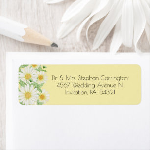 Daisies White Yellow Floral Typography Address