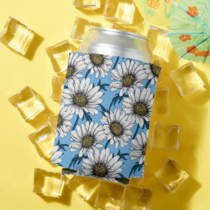 Daisies, wild flowers on blue can cooler