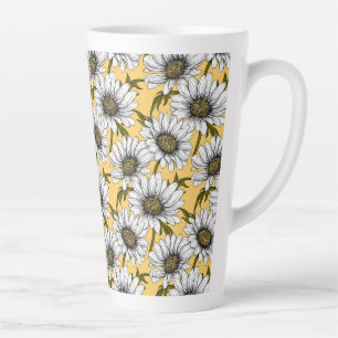 Daisies, wild flowers on blue latte mug