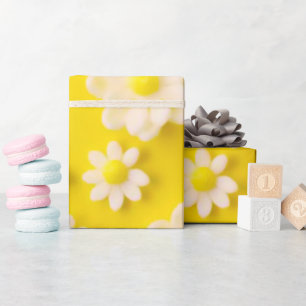 Daisies with a yellow background    wrapping paper
