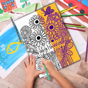 Daisies with Butterfly Colouring Page Printable Poster