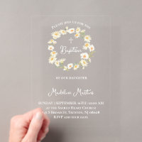 daisies wreath Baptism Invitation