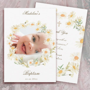 daisies wreath Baptism small thank you card