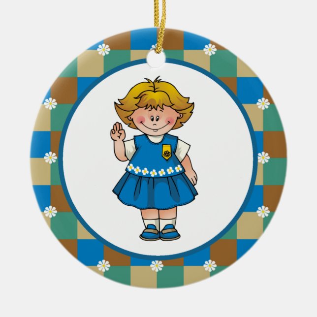 Daisy4 Ceramic Tree Decoration (Front)