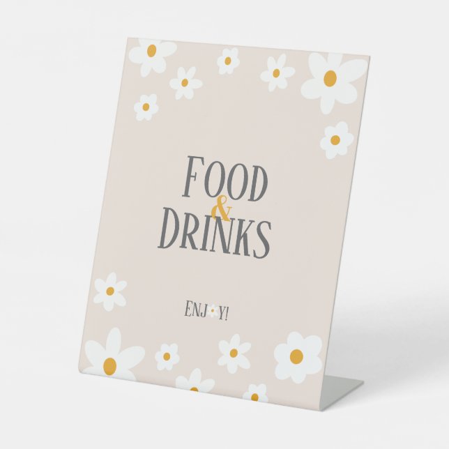 Daisy 1st Birthday Food & Drinks Sign (Front)