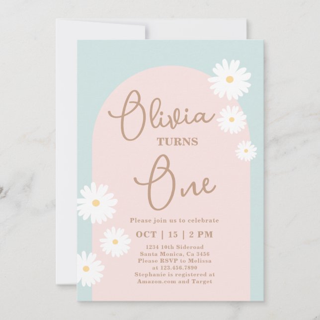 Daisy 1st Birthday Invitation (Front)