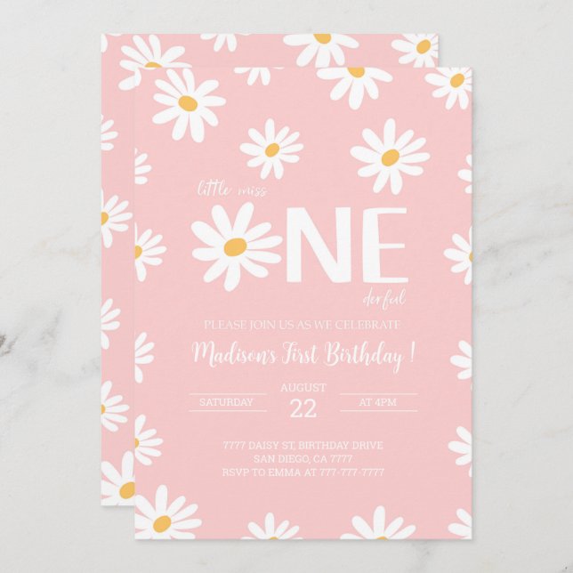 Daisy 1st Birthday  Invitation (Front/Back)