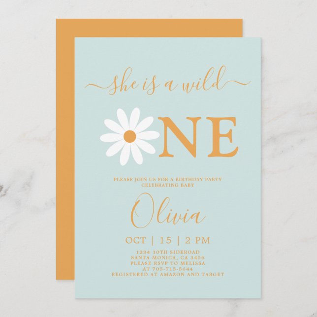 Daisy 1st Birthday Invitation (Front/Back)