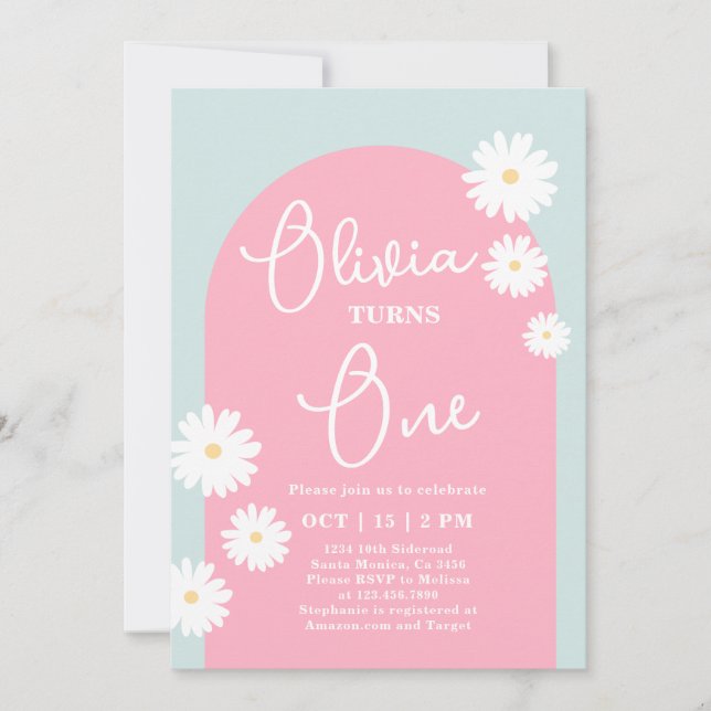 Daisy 1st Birthday Invitation (Front)