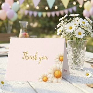 Daisy 1st Birthday Isn't She ONEderful Boho Folded Thank You Card