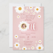 Daisy 1st Birthday Photo Invitation