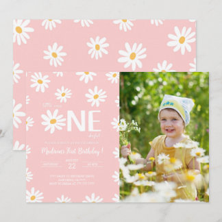Daisy 1st Birthday Photo Invitation