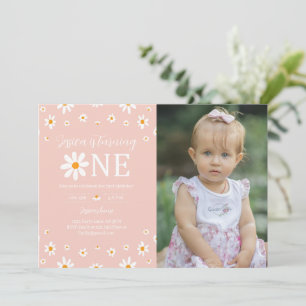 Daisy 1st Birthday Pink Photo Invitation