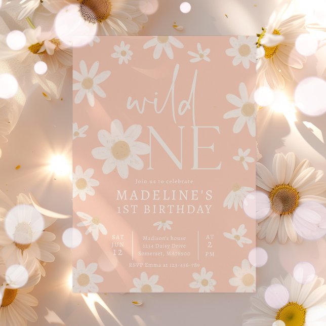 Daisy 1st Birthday Wild One Wildflower Birthday Invitation (Creator Uploaded)