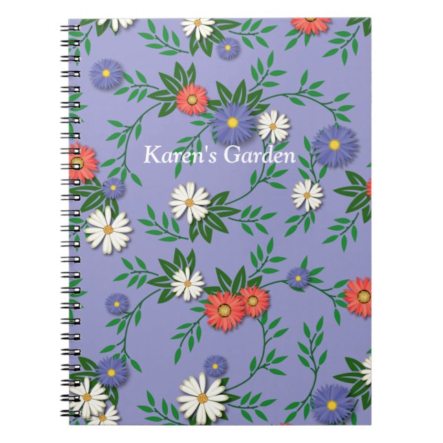 Daisy and Bachelors Buttons Spiral Notebook (Front)