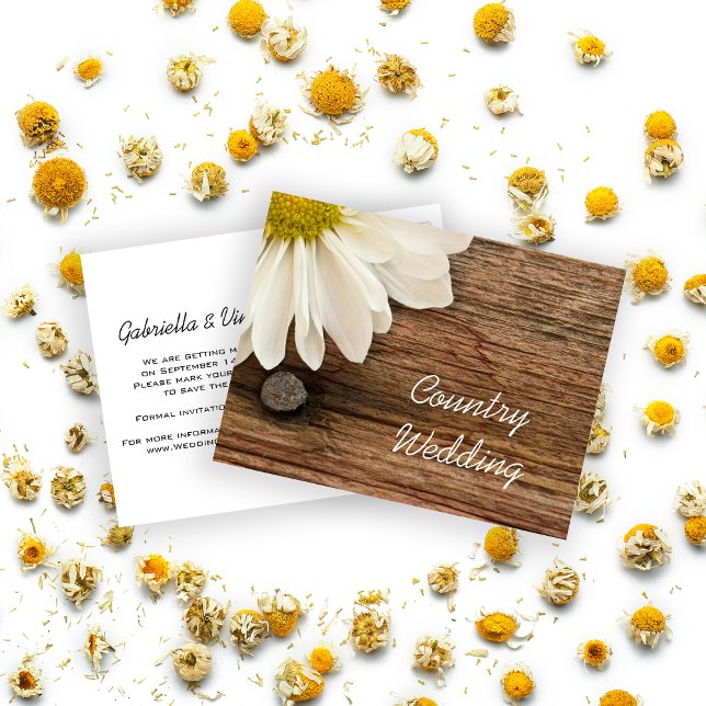 Daisy and Barn Wood Country Wedding Save the Date Announcement Postcard (Creator Uploaded)