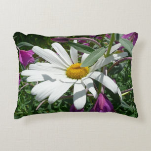 Daisy and Fireweed Wildflower Decorative Cushion