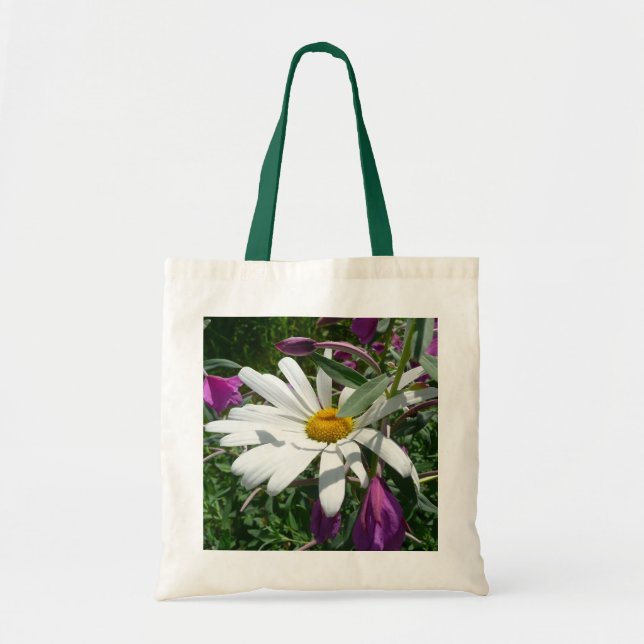 Daisy and Fireweed Wildflower Tote Bag (Front)