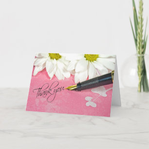 Daisy and fountain pen for Thank You Card