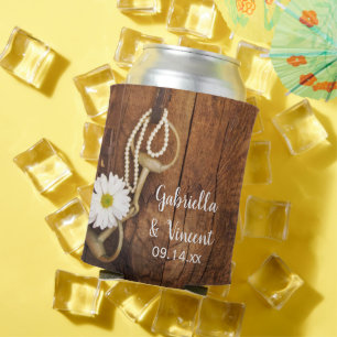 Daisy and Horse Bit Country Western Wedding Favour Can Cooler