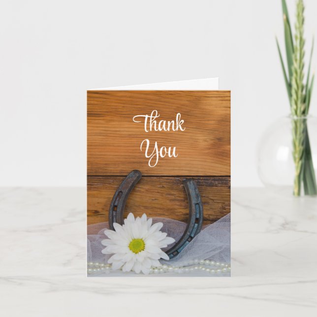 Daisy and Horseshoe Country Bridesmaid Thank You Card (Front)