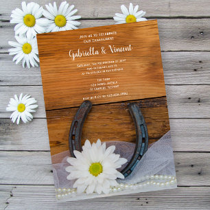 Daisy and Horseshoe Country Engagement Barn Party Invitation