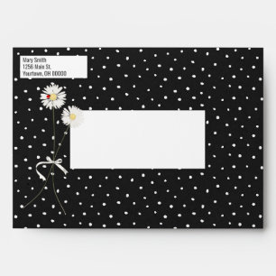 Daisy and Lady Bug Black on Dots Envelope