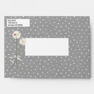 Daisy and Lady Bug Grey and White Polka Dots Envelope