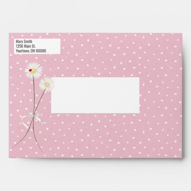 Daisy and Lady Bug Polka Dots Envelope (Front)