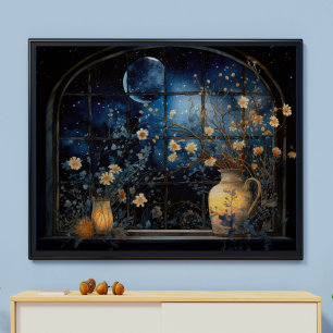 Daisy and Moon Window Decoupage  Tissue Paper