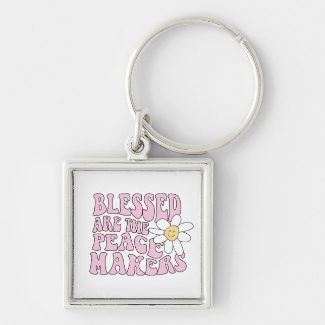 Daisy and Peace Makers Slogan Key Ring (Front)