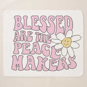 Daisy and Peace Makers Slogan Sherpa Blanket