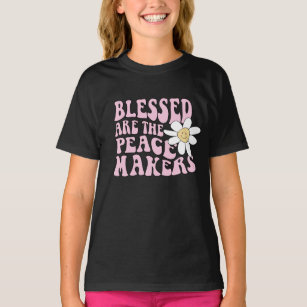 Daisy and Peace Makers Slogan T-Shirt