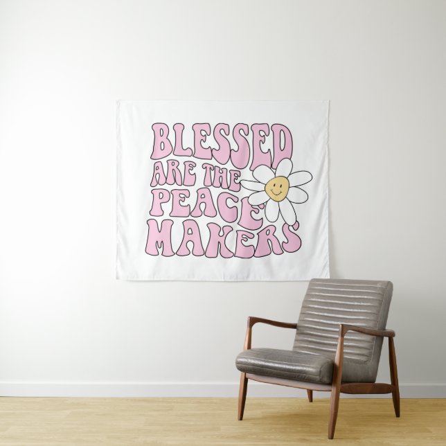 Daisy and Peace Makers Slogan Tapestry (In Situ (Horizontal))