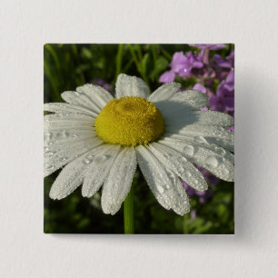 Daisy and Summer Lilac Wildflower 15 Cm Square Badge